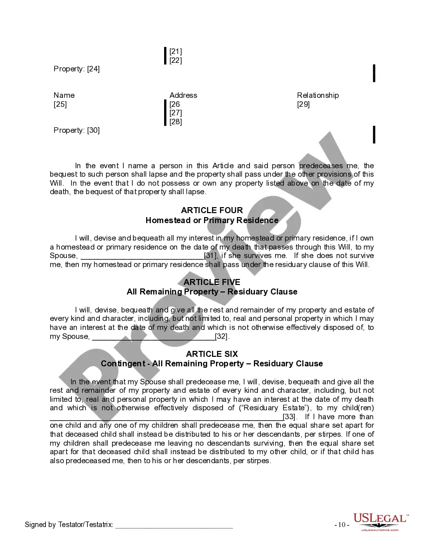 Preview Mutual Wills Package with Last Wills and Testaments for Married Couple with Minor Children