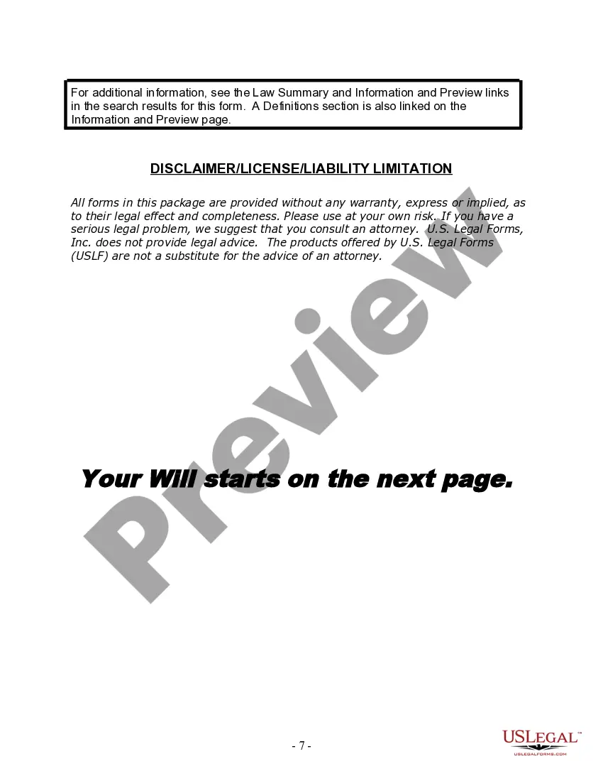 Preview Last Will and Testament for Domestic Partner with Adult and Minor Children from Prior Marriage