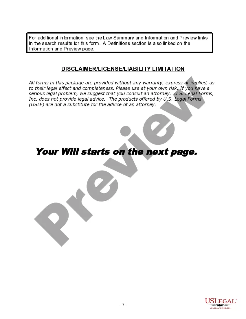 Preview Last Will and Testament for Married Person with Adult and Minor Children from Prior Marriage