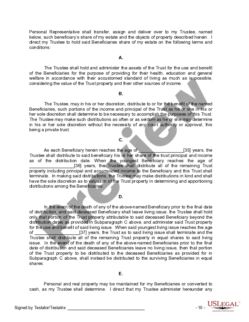 Preview Last Will and Testament for Domestic Partner with Adult and Minor Children