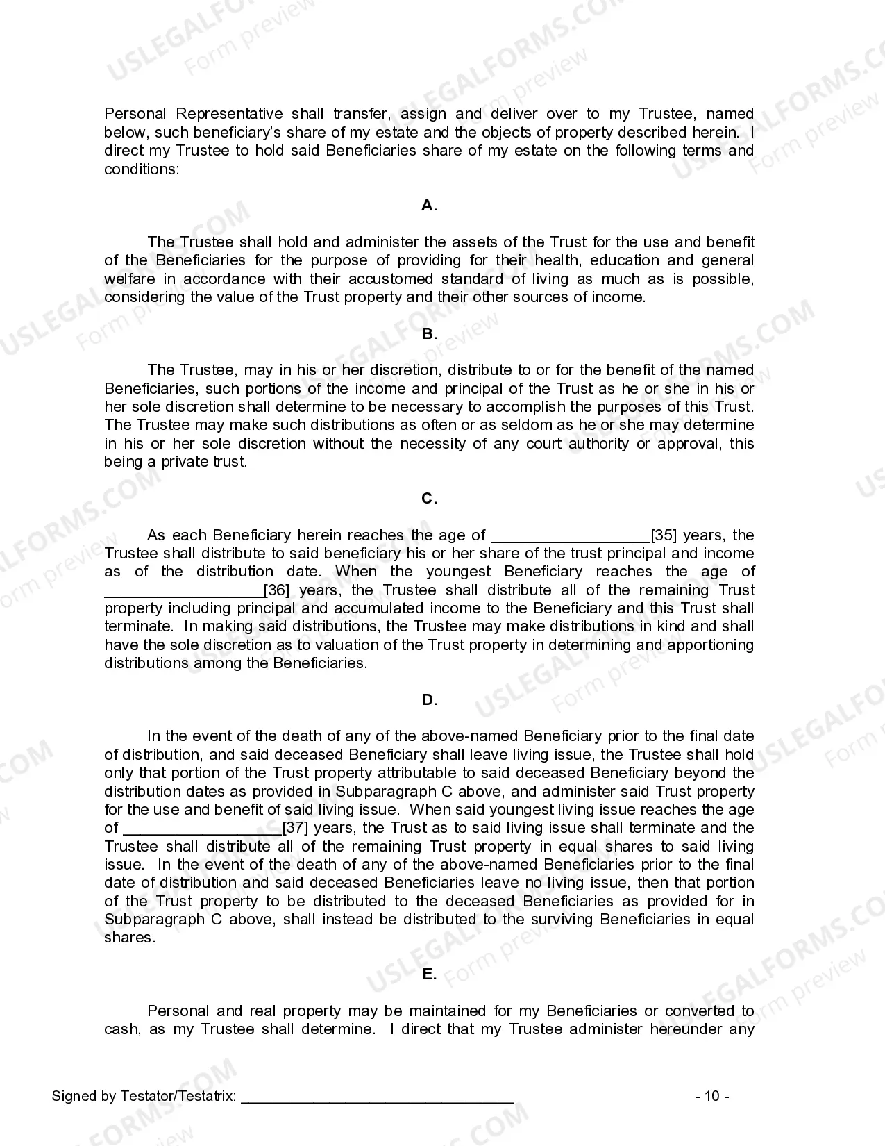 Preview Last Will and Testament for Married Person with Adult and Minor Children