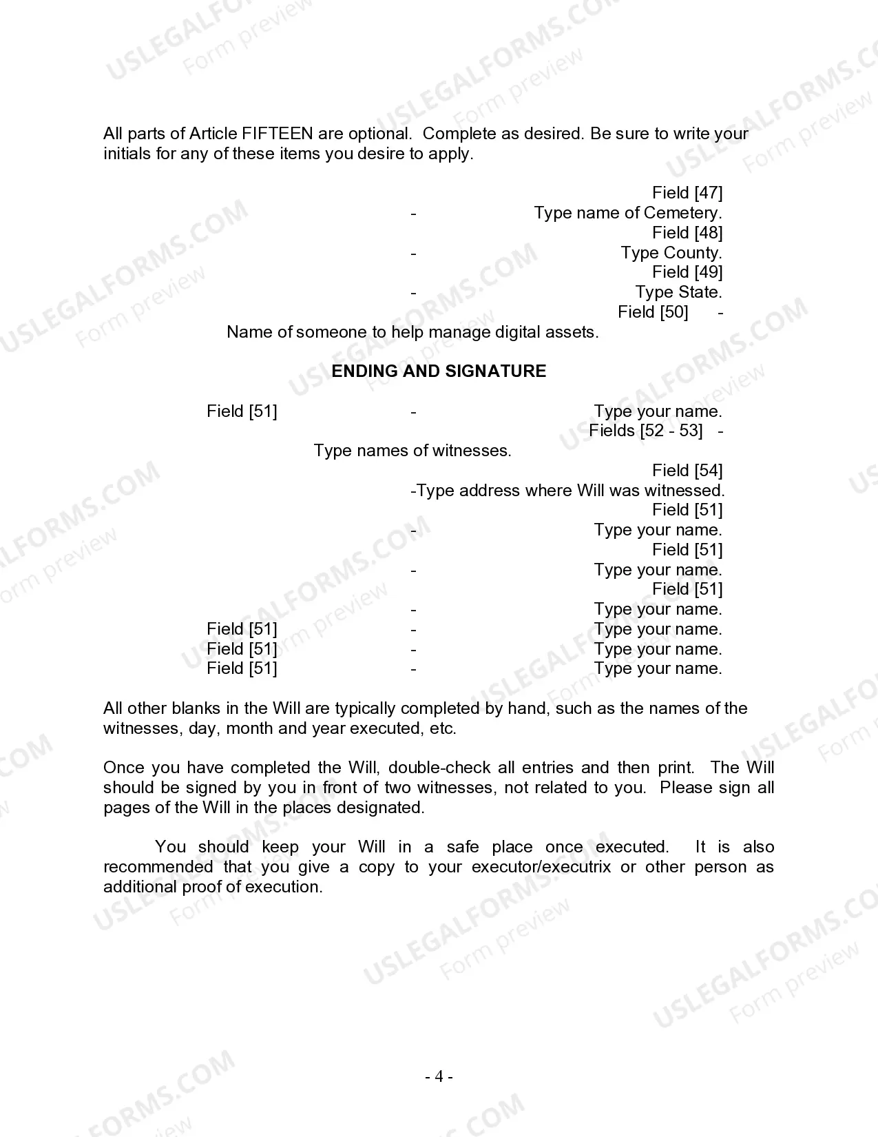 Preview Last Will and Testament for Married Person with Adult and Minor Children