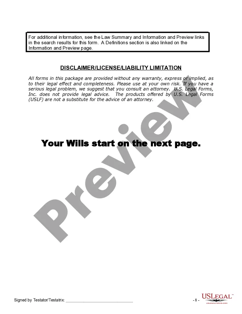 Preview Mutual Wills Package with Last Wills and Testaments for Married Couple with Adult and Minor Children