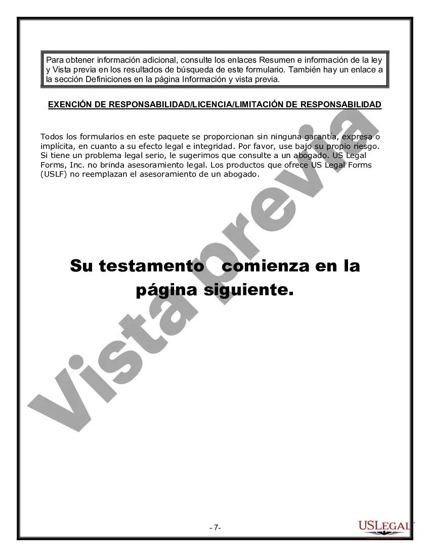 Preview Formulario Legal de Última Voluntad y Testamento para Viuda o Viudo con Hijos Menores