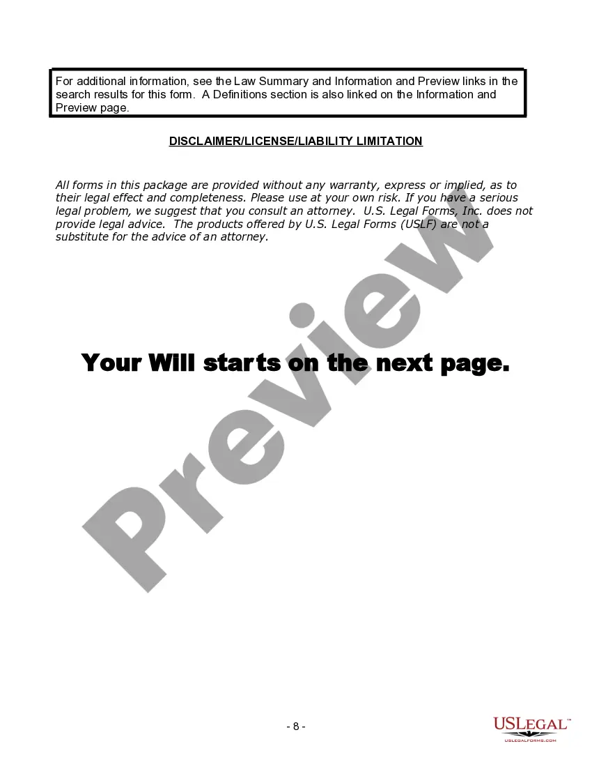Preview Last Will and Testament for Widow or Widower with Minor Children