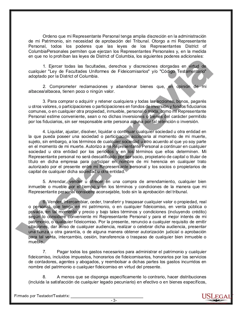 Preview Formulario de última voluntad legal para una viuda o viudo sin hijos