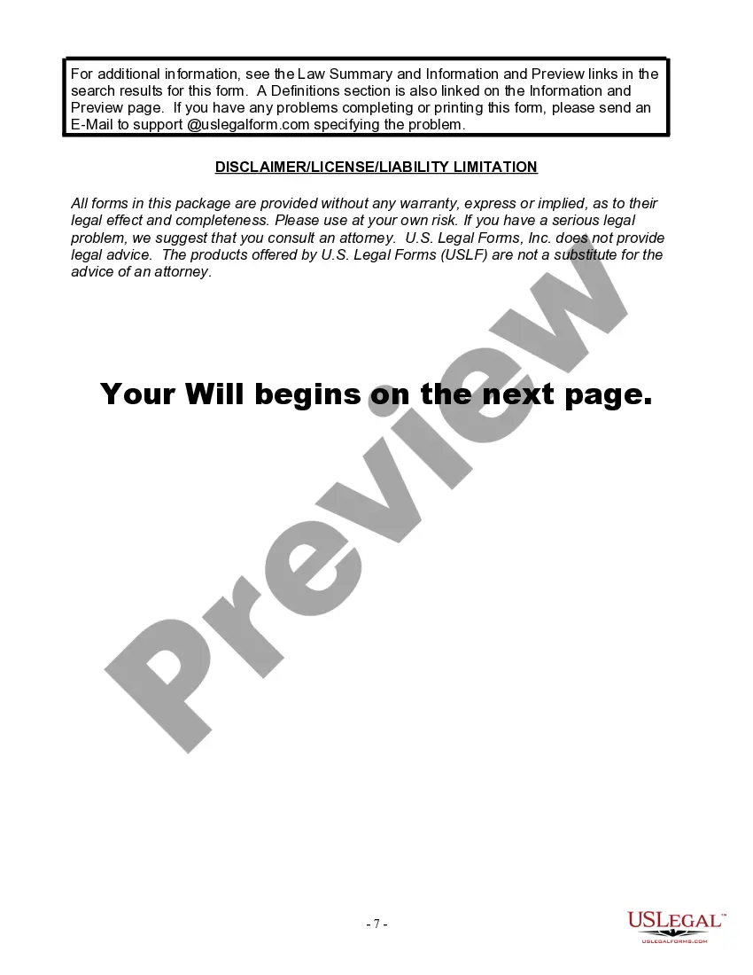 Preview Last Will for a Widow or Widower with no Children