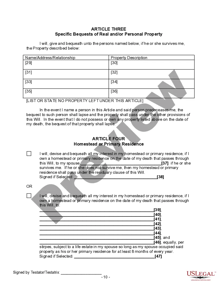 Preview Last Will and Testament for Divorced and Remarried Person with Mine, Yours and Ours Children