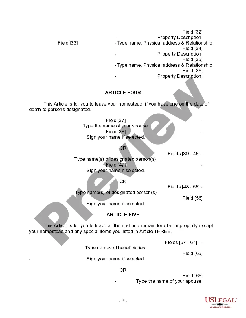Preview Last Will and Testament for Divorced and Remarried Person with Mine, Yours and Ours Children