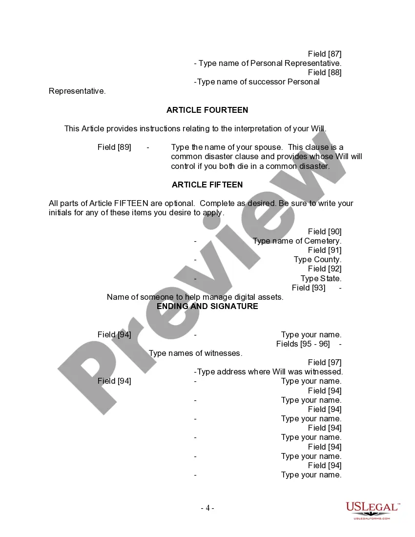 Preview Last Will and Testament for Divorced and Remarried Person with Mine, Yours and Ours Children