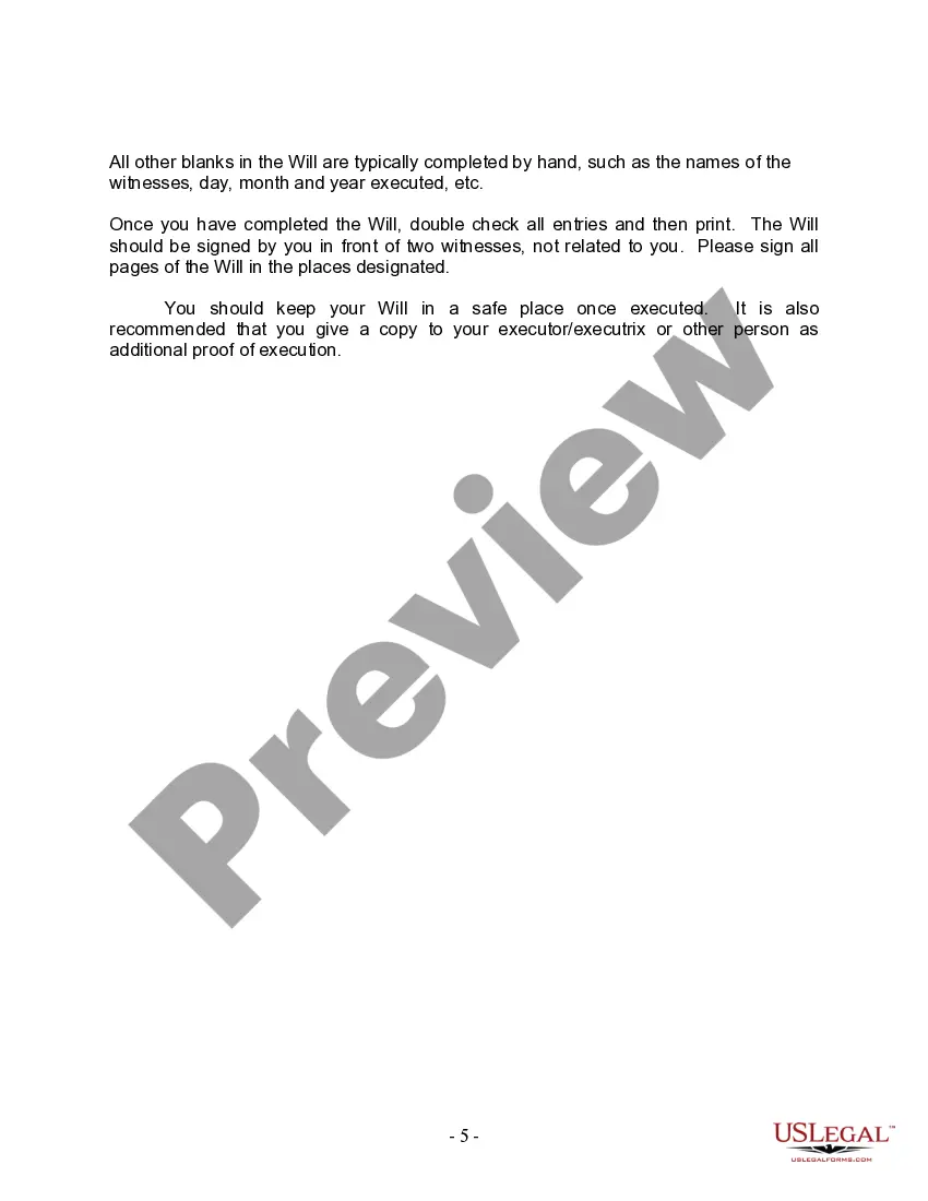 Preview Last Will and Testament for Divorced and Remarried Person with Mine, Yours and Ours Children