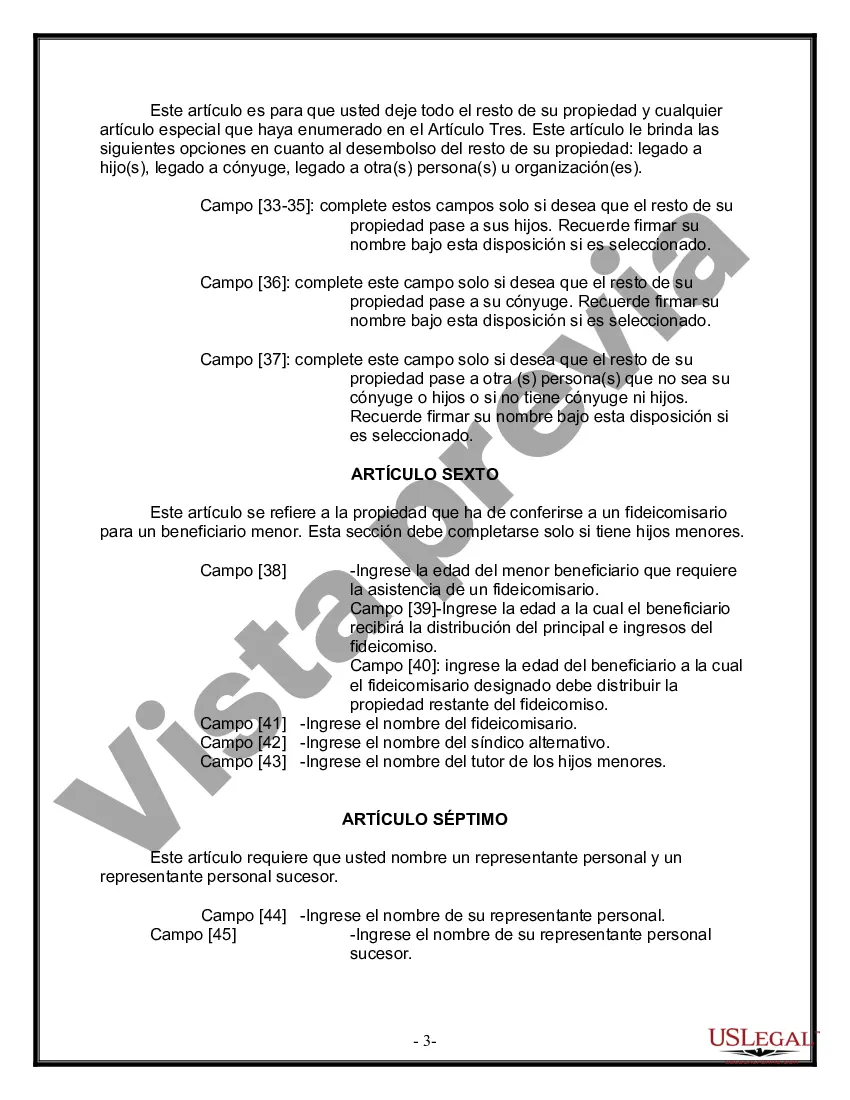 Preview Última voluntad y testamento para otras personas