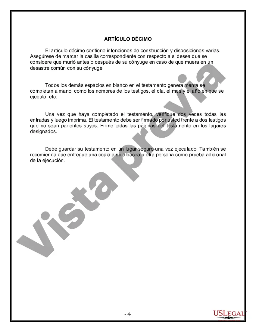 Preview Última voluntad y testamento para otras personas