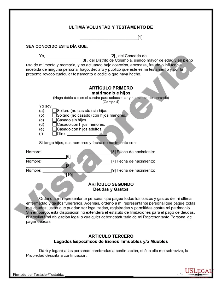 Preview Última voluntad y testamento para otras personas