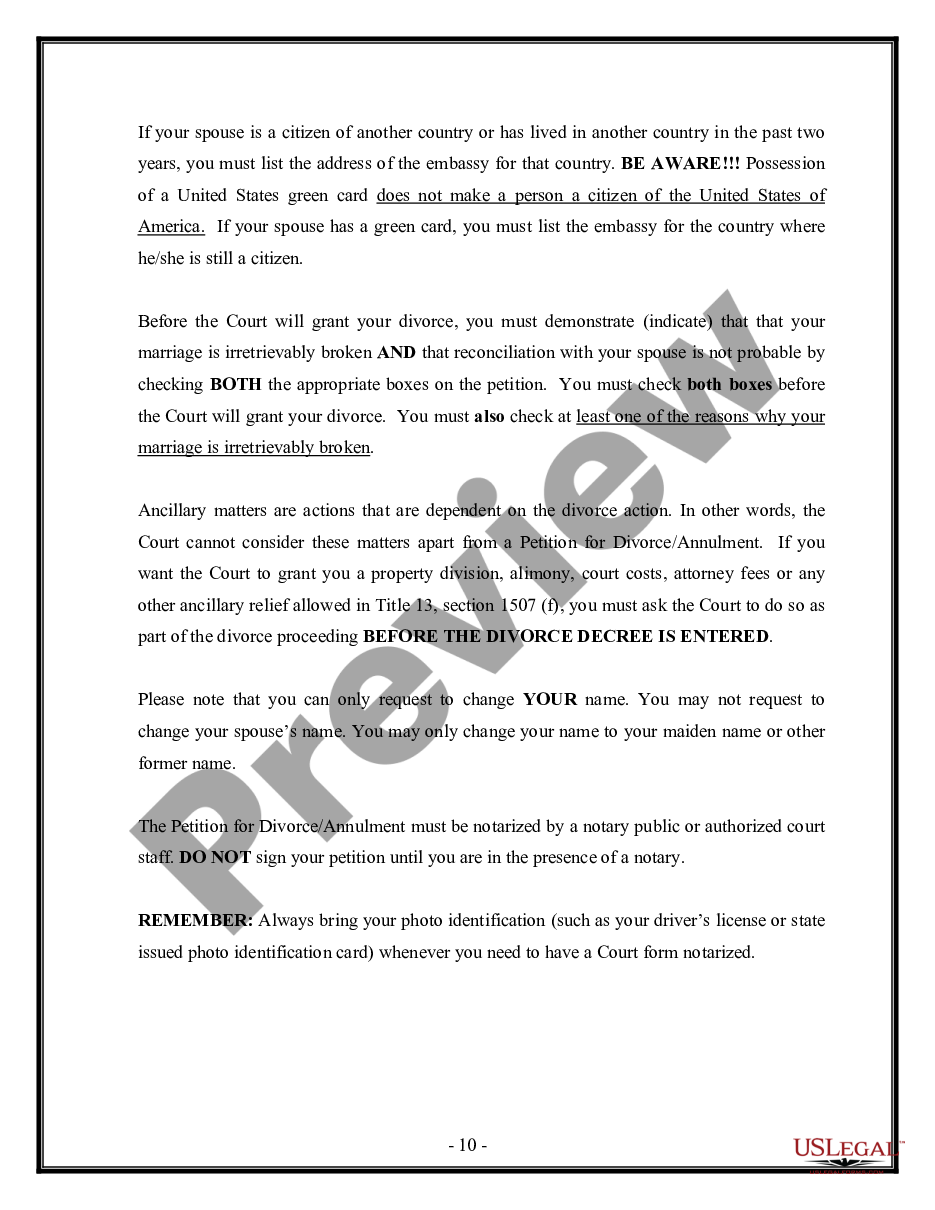 page 9 No-Fault Uncontested Agreed Divorce Package for Dissolution of Marriage with Adult Children and with or without Property and Debts preview