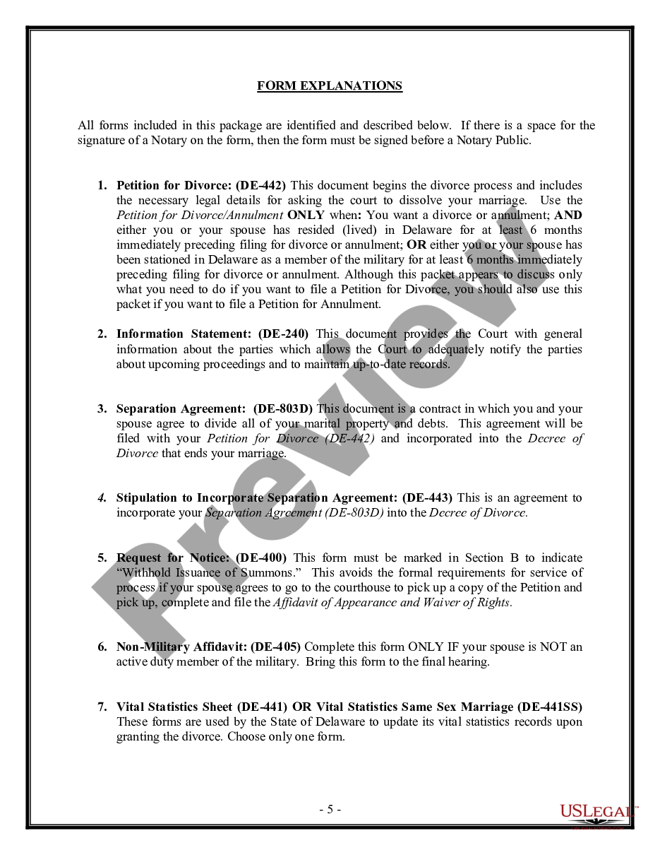 page 4 No-Fault Uncontested Agreed Divorce Package for Dissolution of Marriage with Adult Children and with or without Property and Debts preview