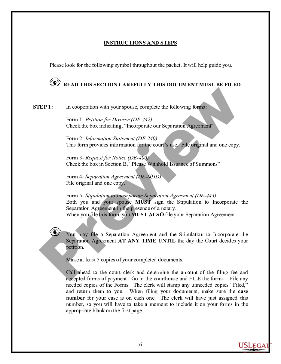 page 5 No-Fault Uncontested Agreed Divorce Package for Dissolution of Marriage with Adult Children and with or without Property and Debts preview