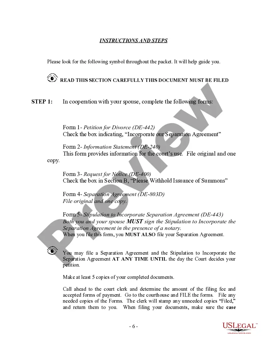 Preview Delaware No-Fault Uncontested Agreed Divorce Package for Dissolution of Marriage with Adult Children and with or without Property and Debts