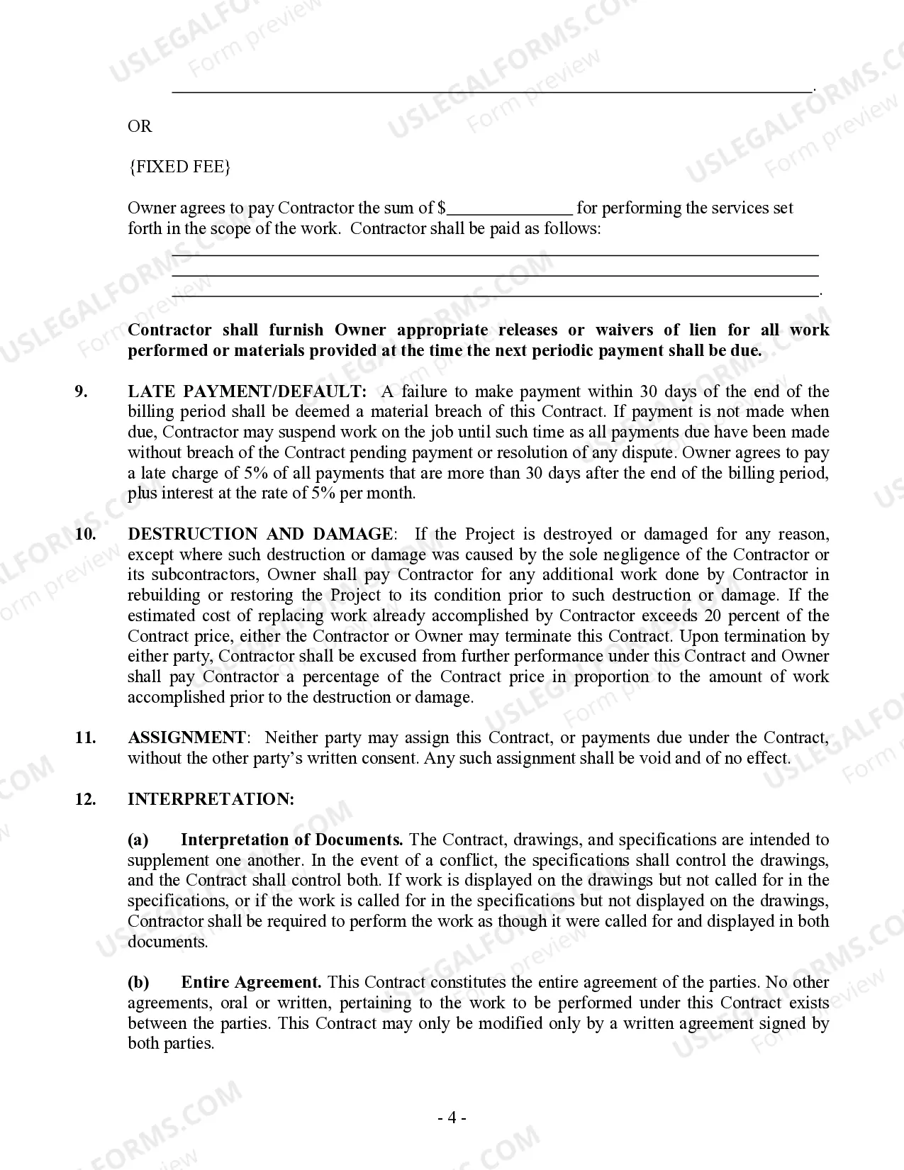 Preview Landscape Contract for Contractor