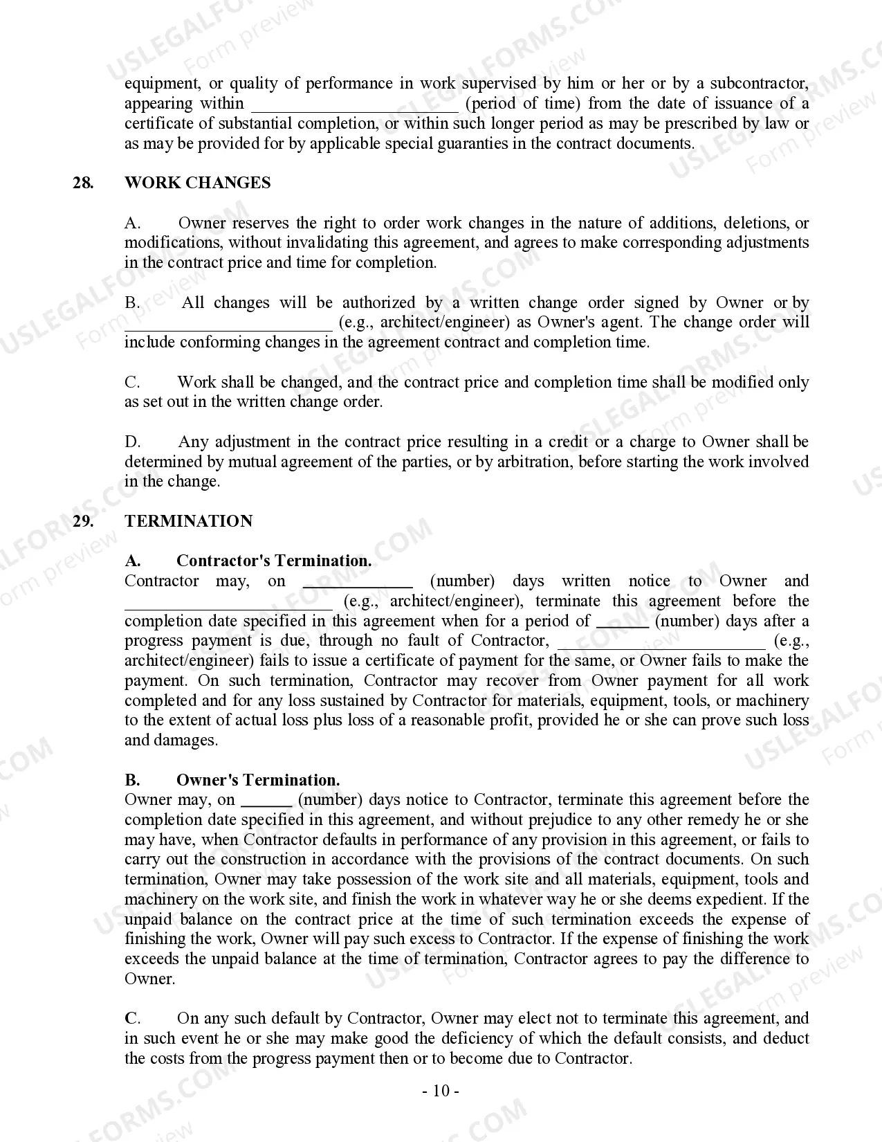 Preview Commercial Contract for Contractor