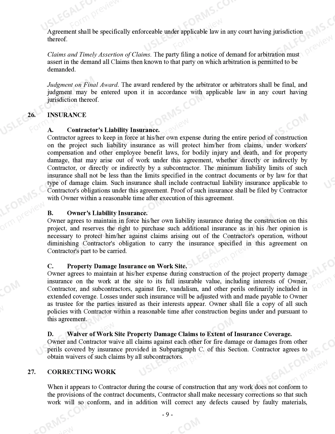 Preview Commercial Contract for Contractor