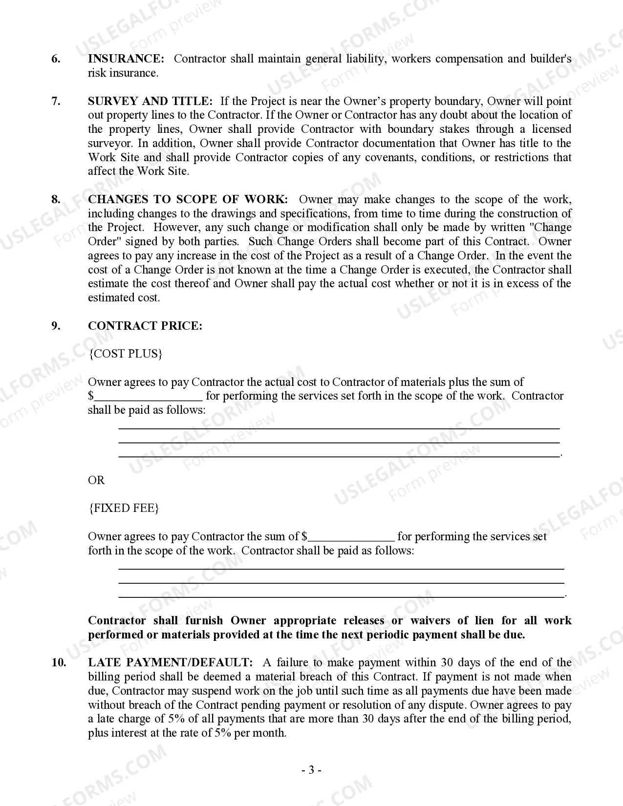 Preview Renovation Contract for Contractor