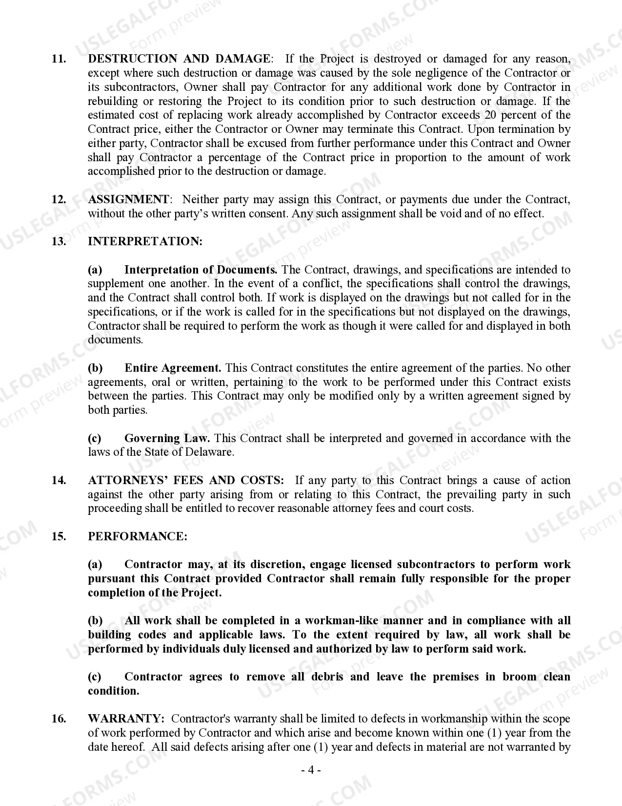 Preview Renovation Contract for Contractor