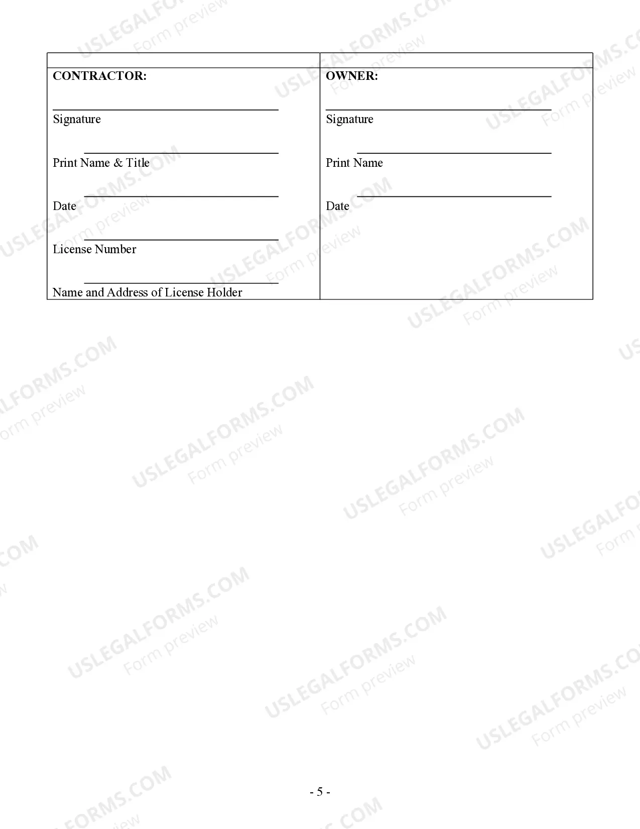 Preview Concrete Mason Contract for Contractor