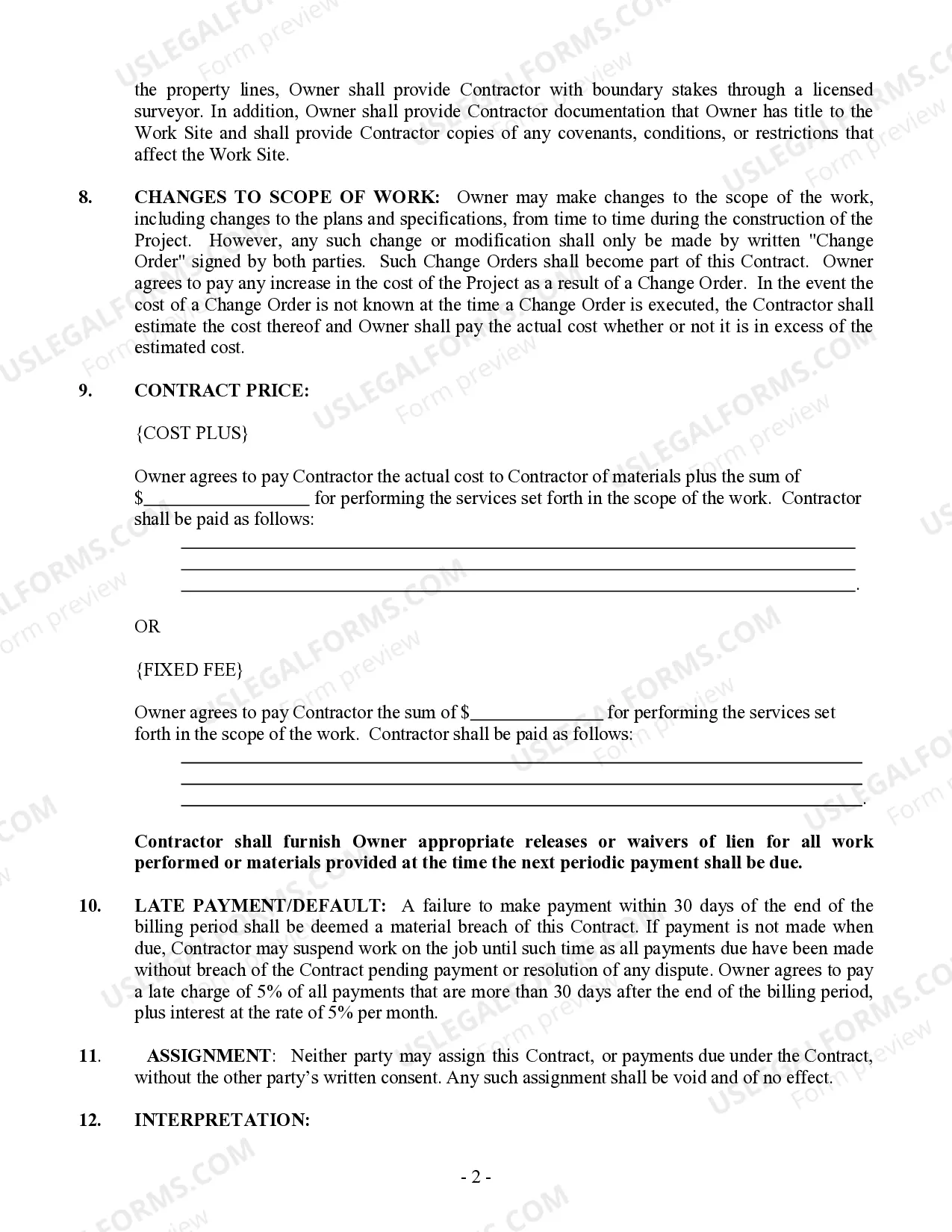 Preview Demolition Contract for Contractor