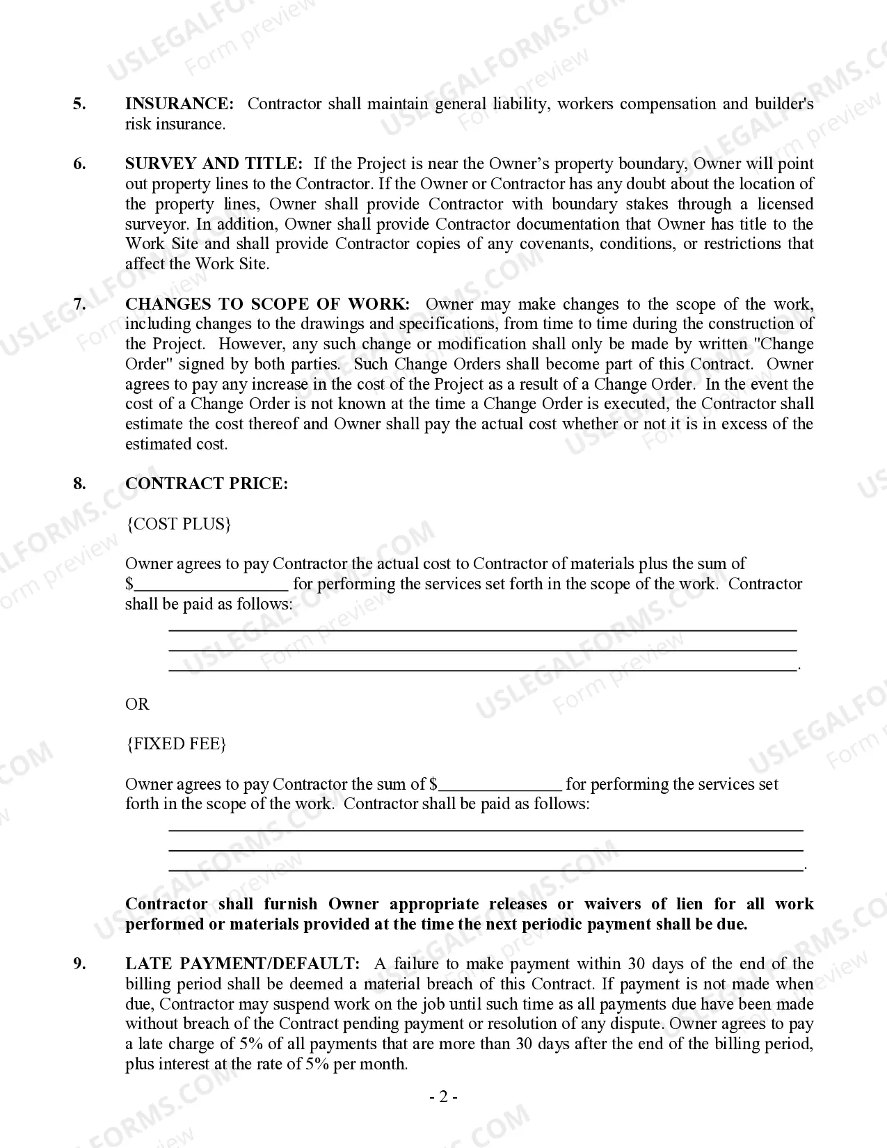 Preview Insulation Contract for Contractor