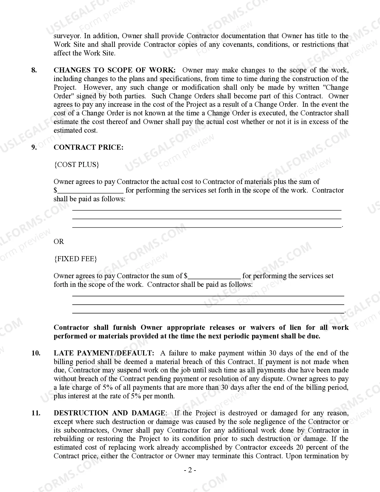 Preview Paving Contract for Contractor
