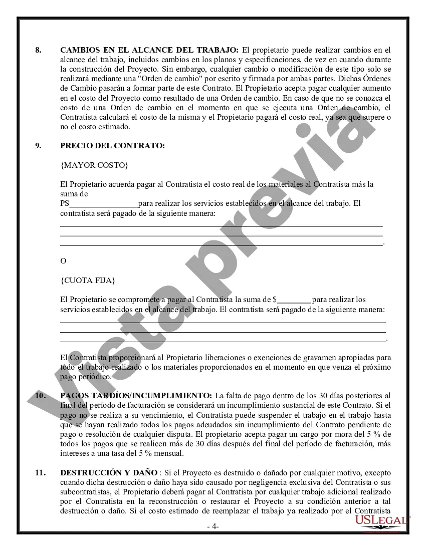 Preview Contrato de plomería para contratista
