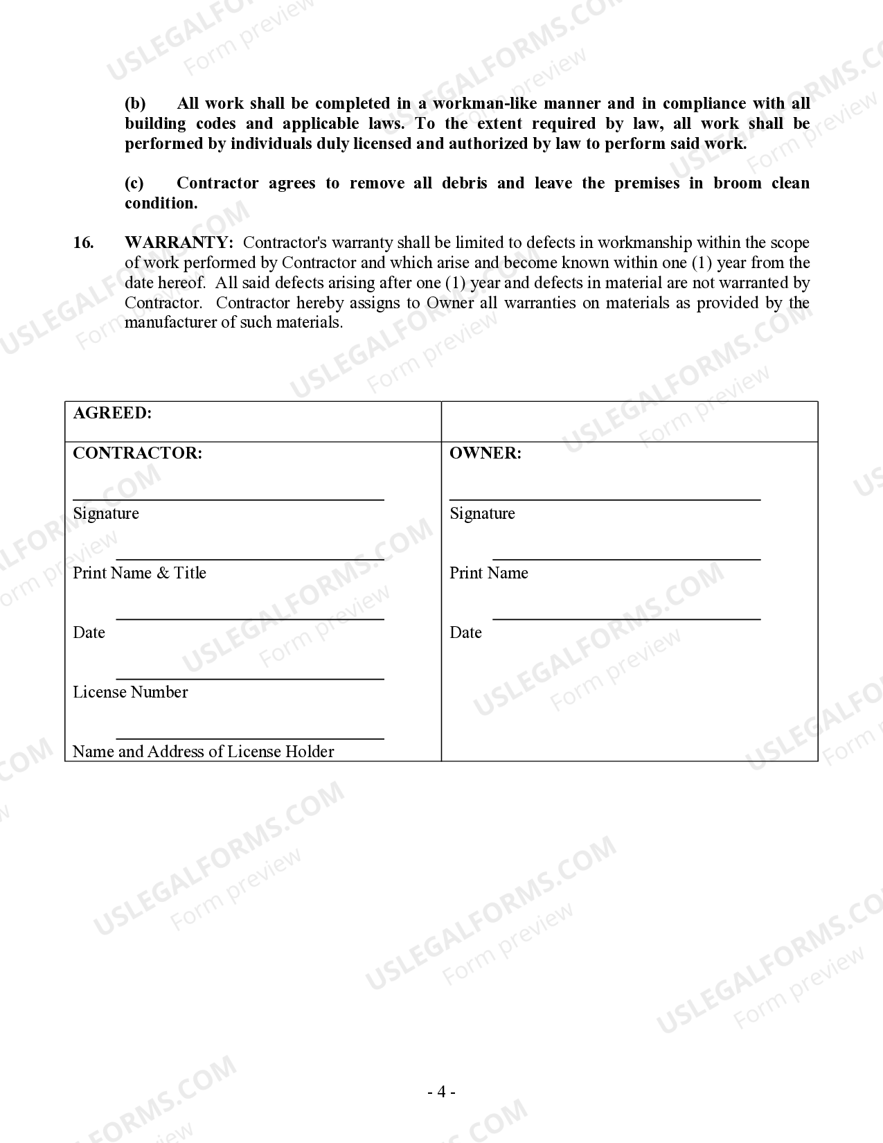 Delaware Flooring Contract for Contractor US Legal Forms