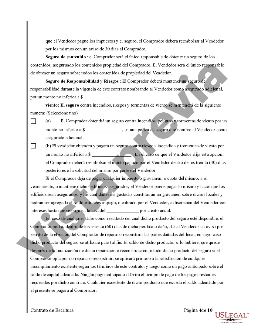 Preview Acuerdo o Contrato de Escritura de Venta y Compra de Bienes Raíces a/k/a Terreno o Contrato de Ejecución