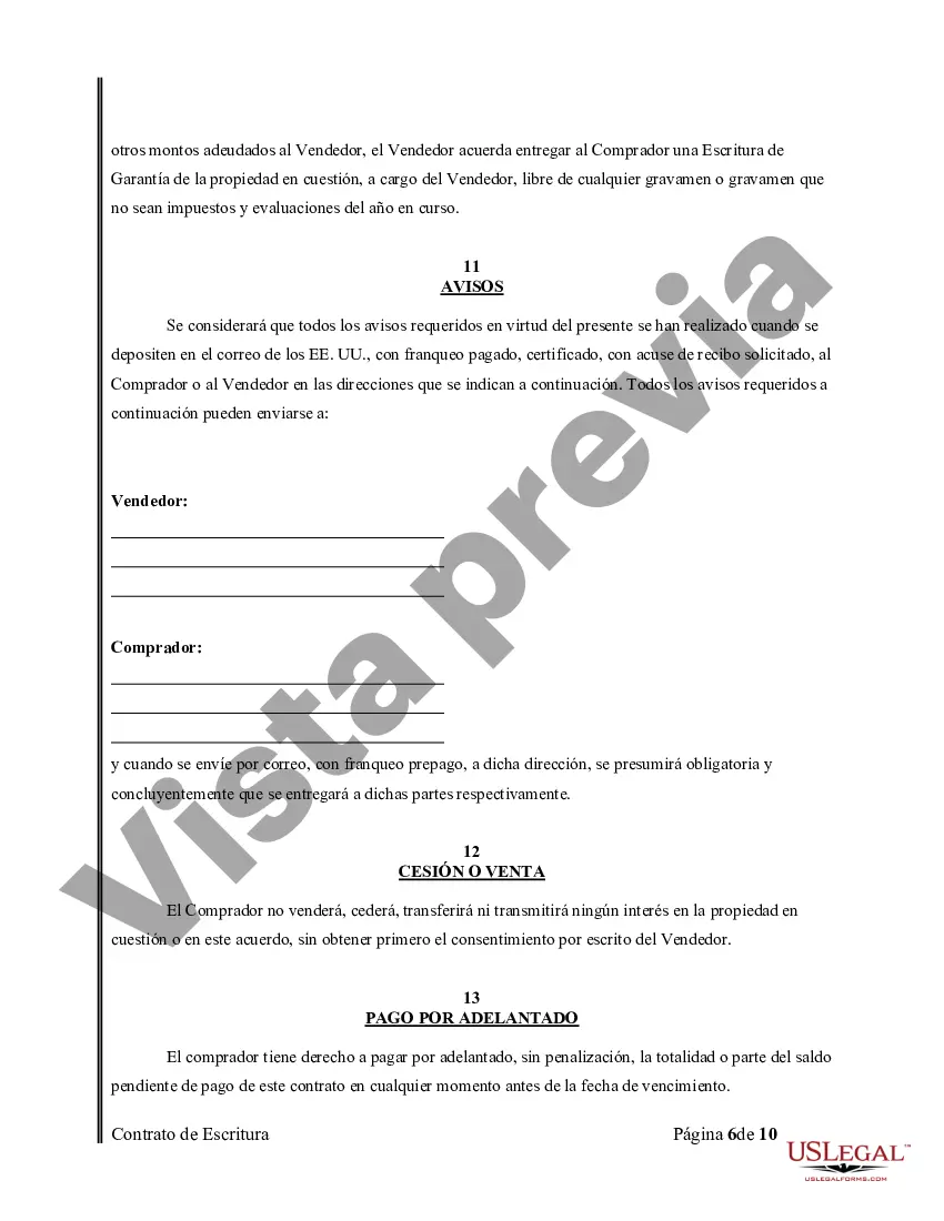 Preview Acuerdo o Contrato de Escritura de Venta y Compra de Bienes Raíces a/k/a Terreno o Contrato de Ejecución