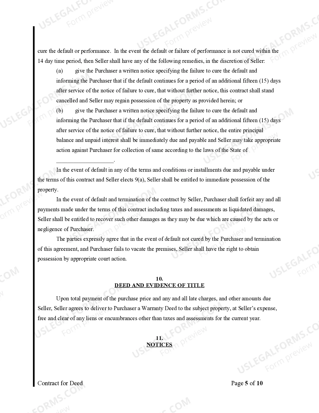 Preview Agreement or Contract for Deed for Sale and Purchase of Real Estate a/k/a Land or Executory Contract