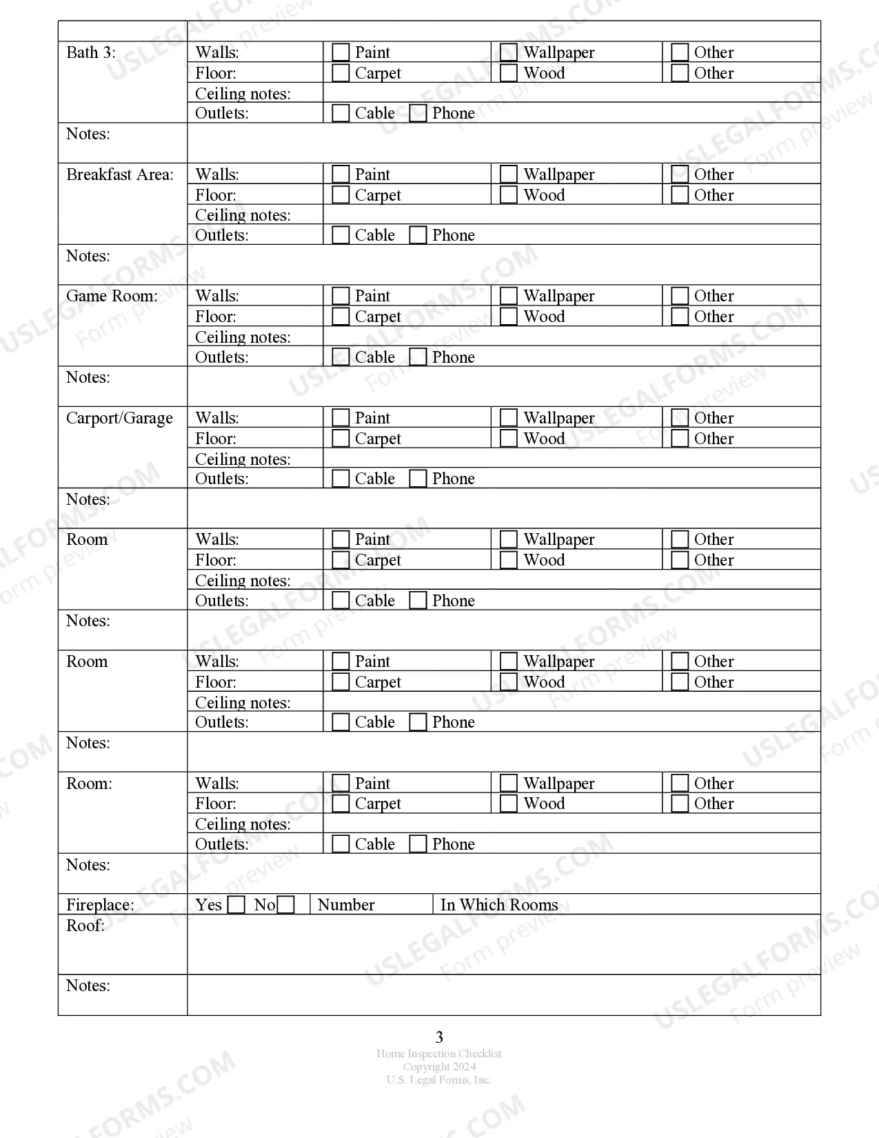 Preview Buyer's Home Inspection Checklist