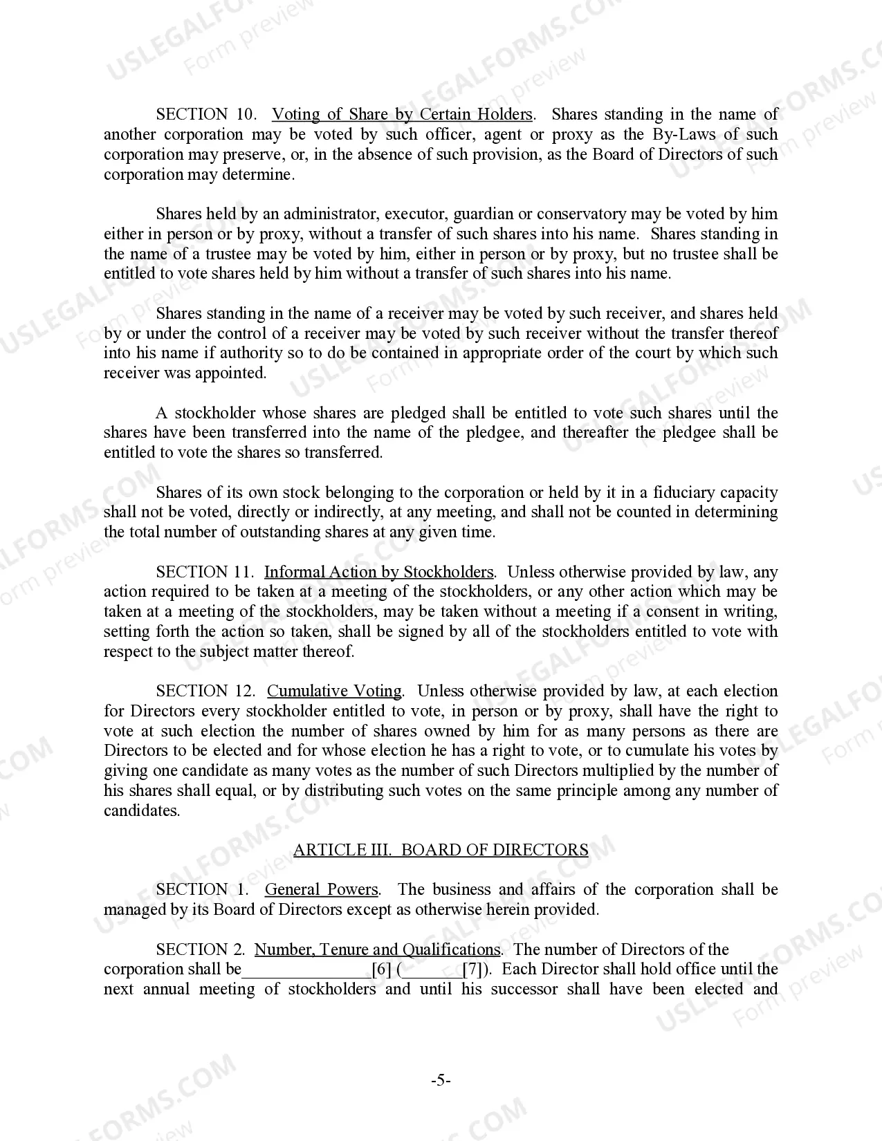 Preview Delaware Bylaws for Corporation