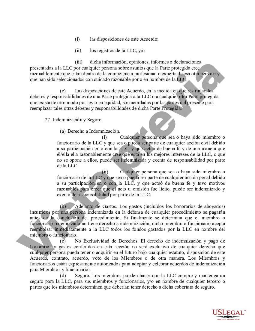 Preview Acuerdo Operativo de Sociedad de Responsabilidad Limitada LLC