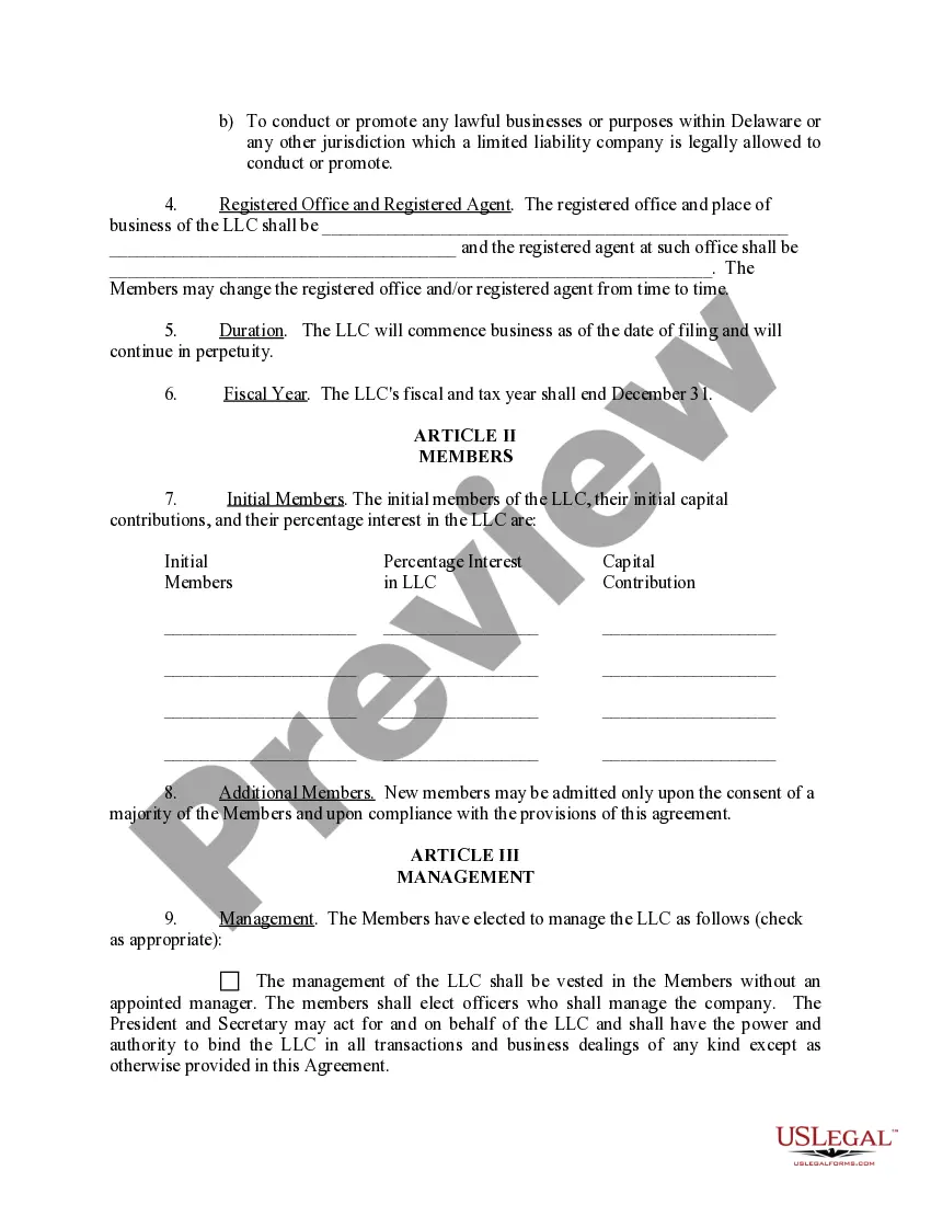 Preview Limited Liability Company LLC Operating Agreement