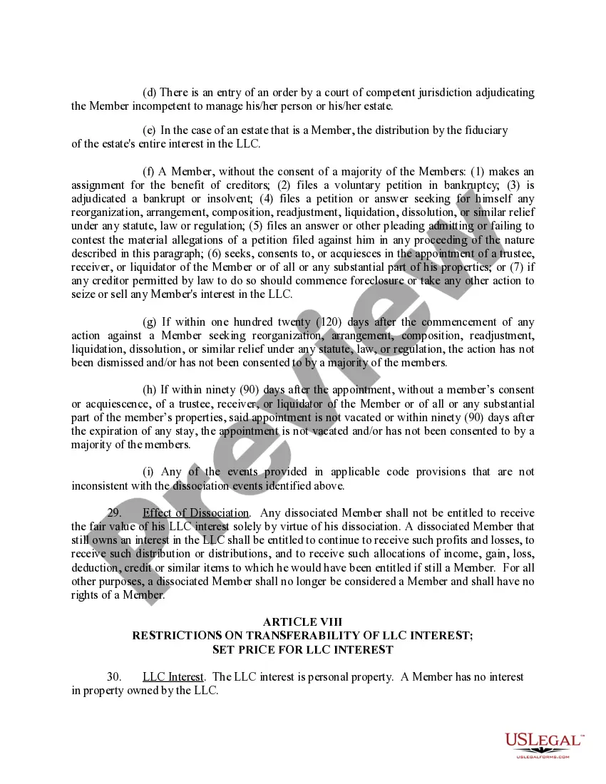 Preview Limited Liability Company LLC Operating Agreement