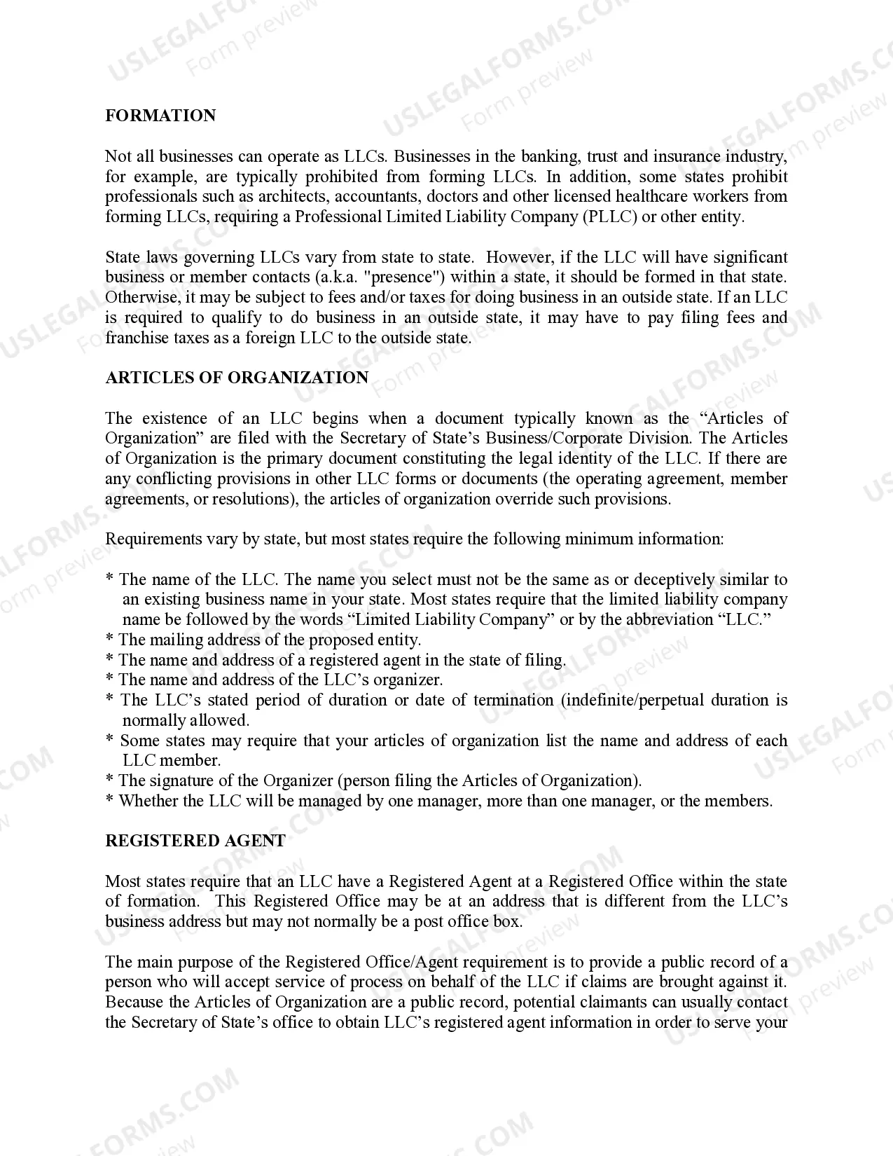 Preview Delaware Limited Liability Company LLC Formation Package