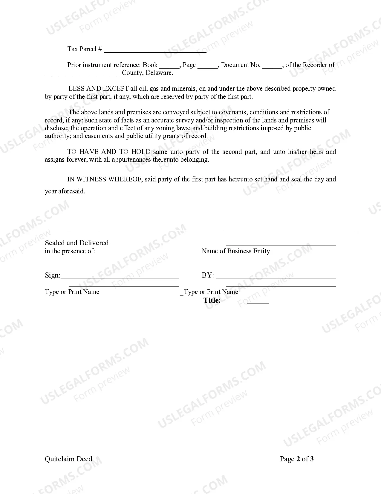 Preview Quitclaim Deed from Corporation to Individual