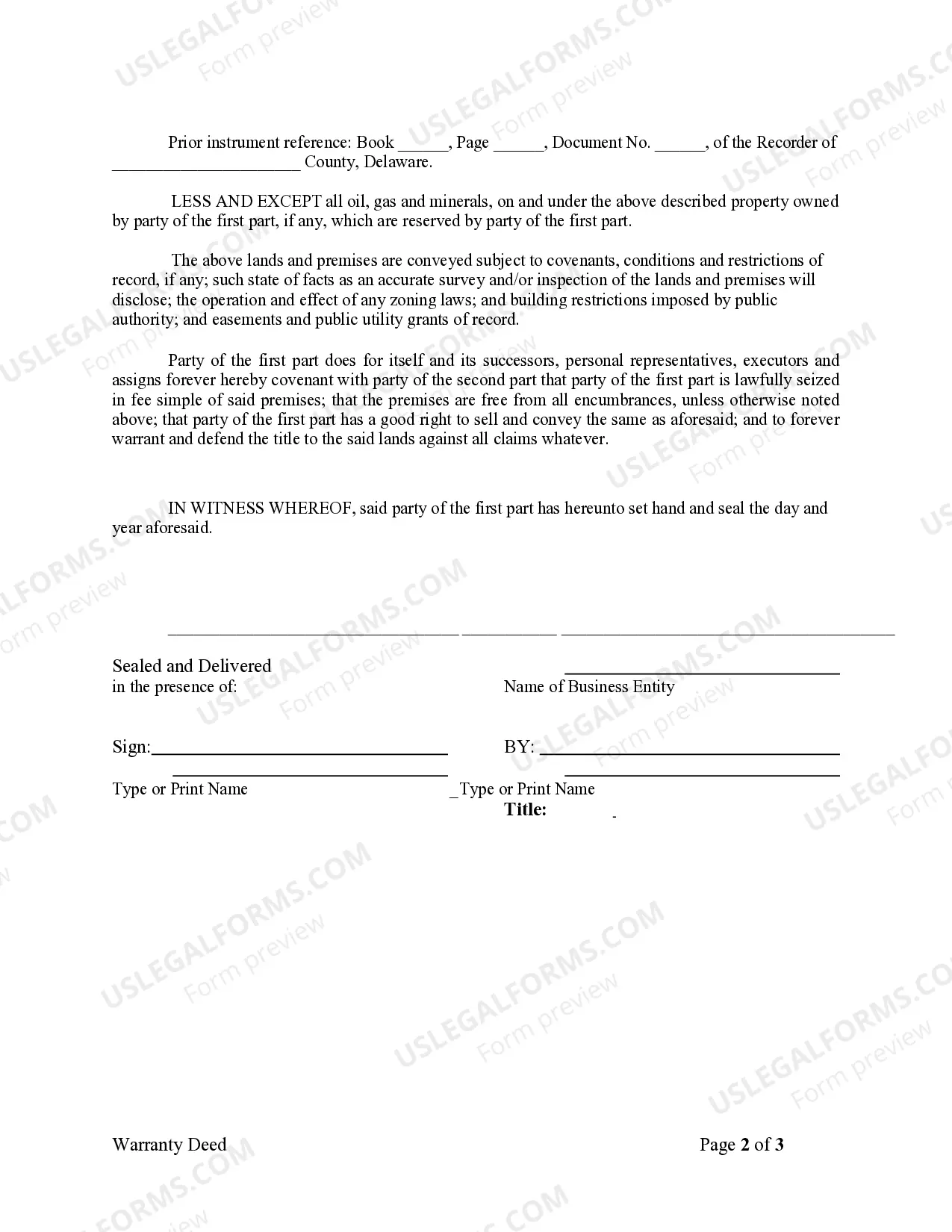 Preview Warranty Deed from Corporation to Individual