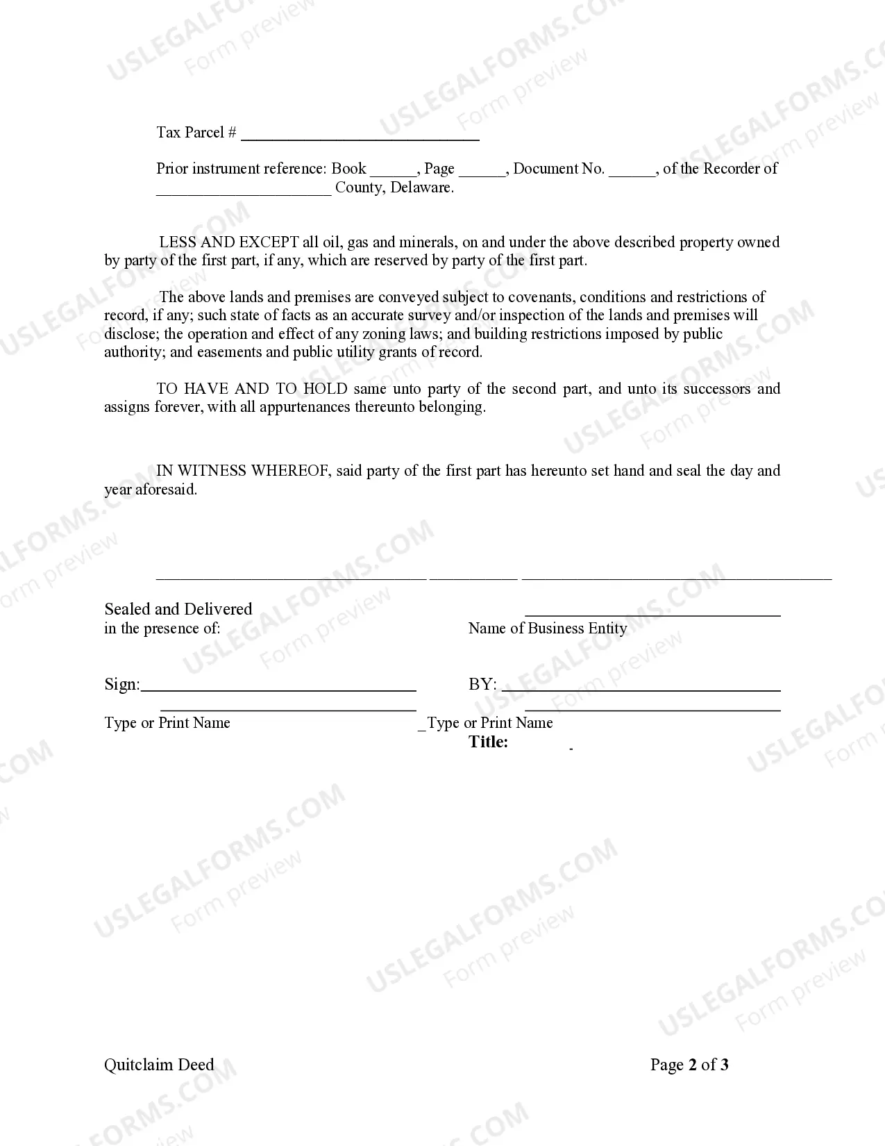Preview Quitclaim Deed from Corporation to LLC