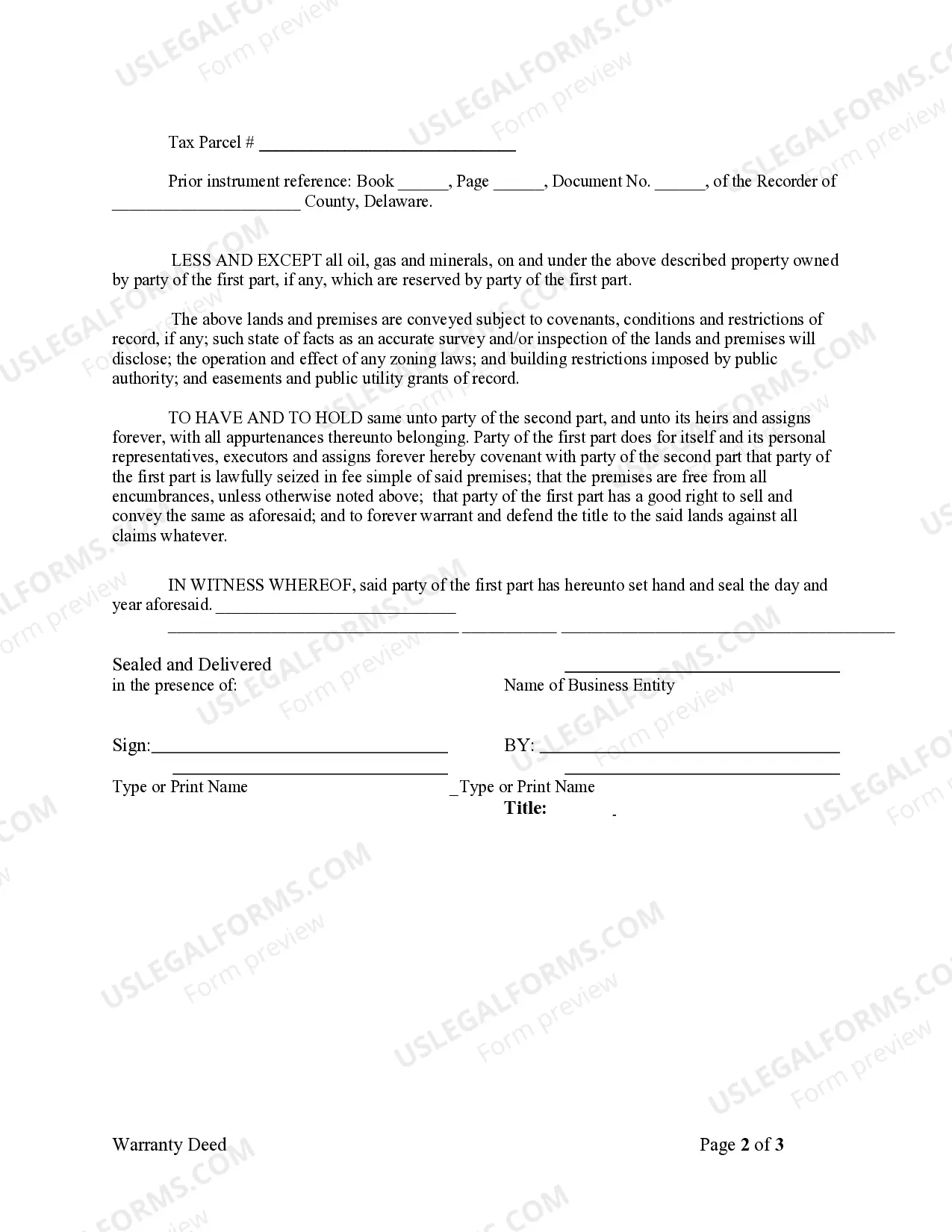 Preview Warranty Deed from Corporation to Corporation