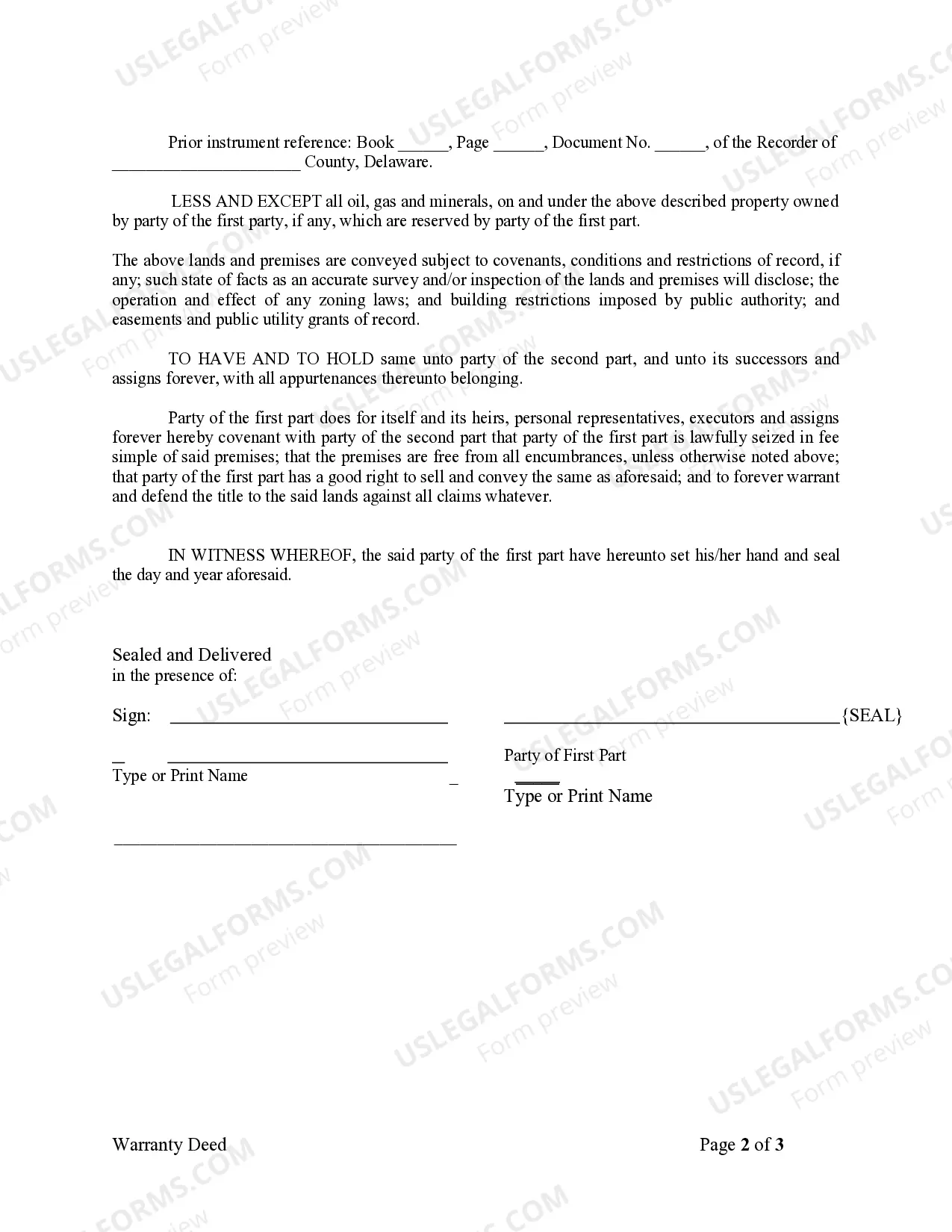 Preview Warranty Deed from Individual to a Trust