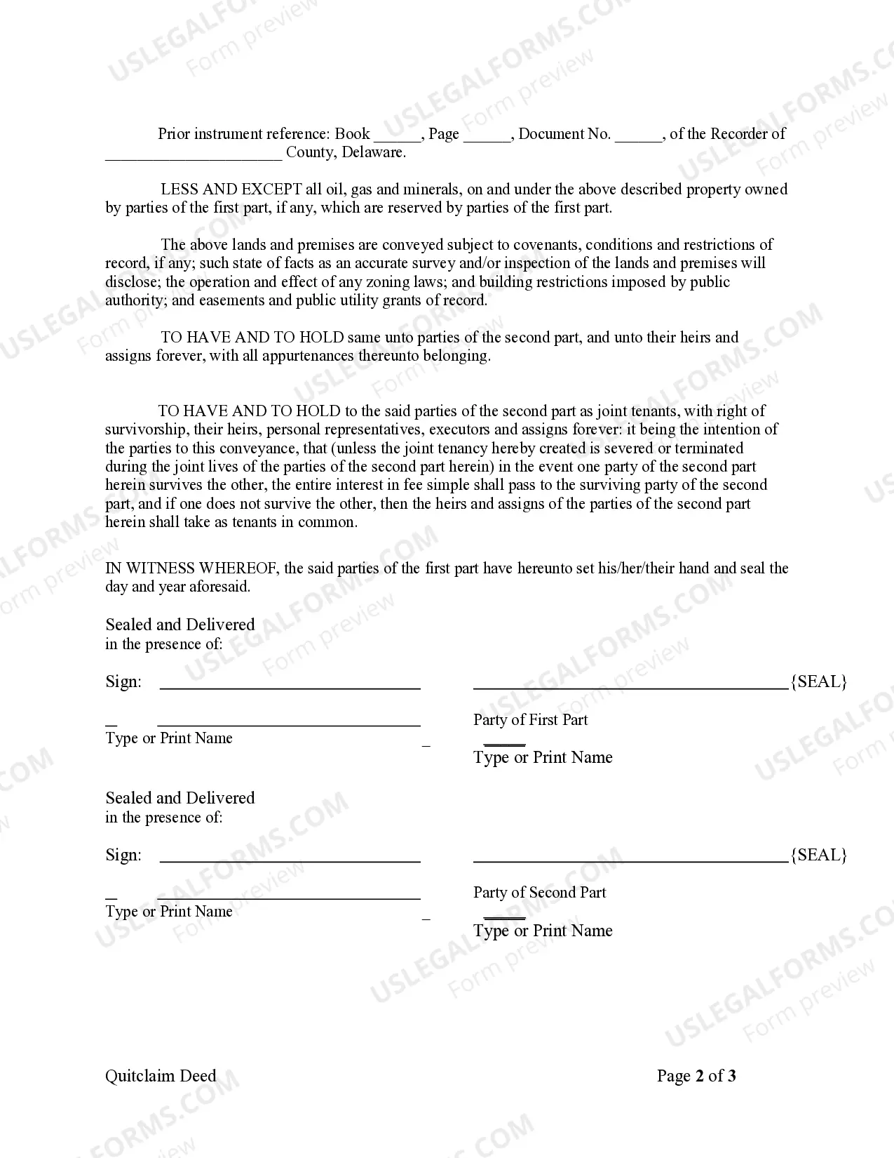 Preview Quitclaim Deed from Husband and Wife to Husband and Wife