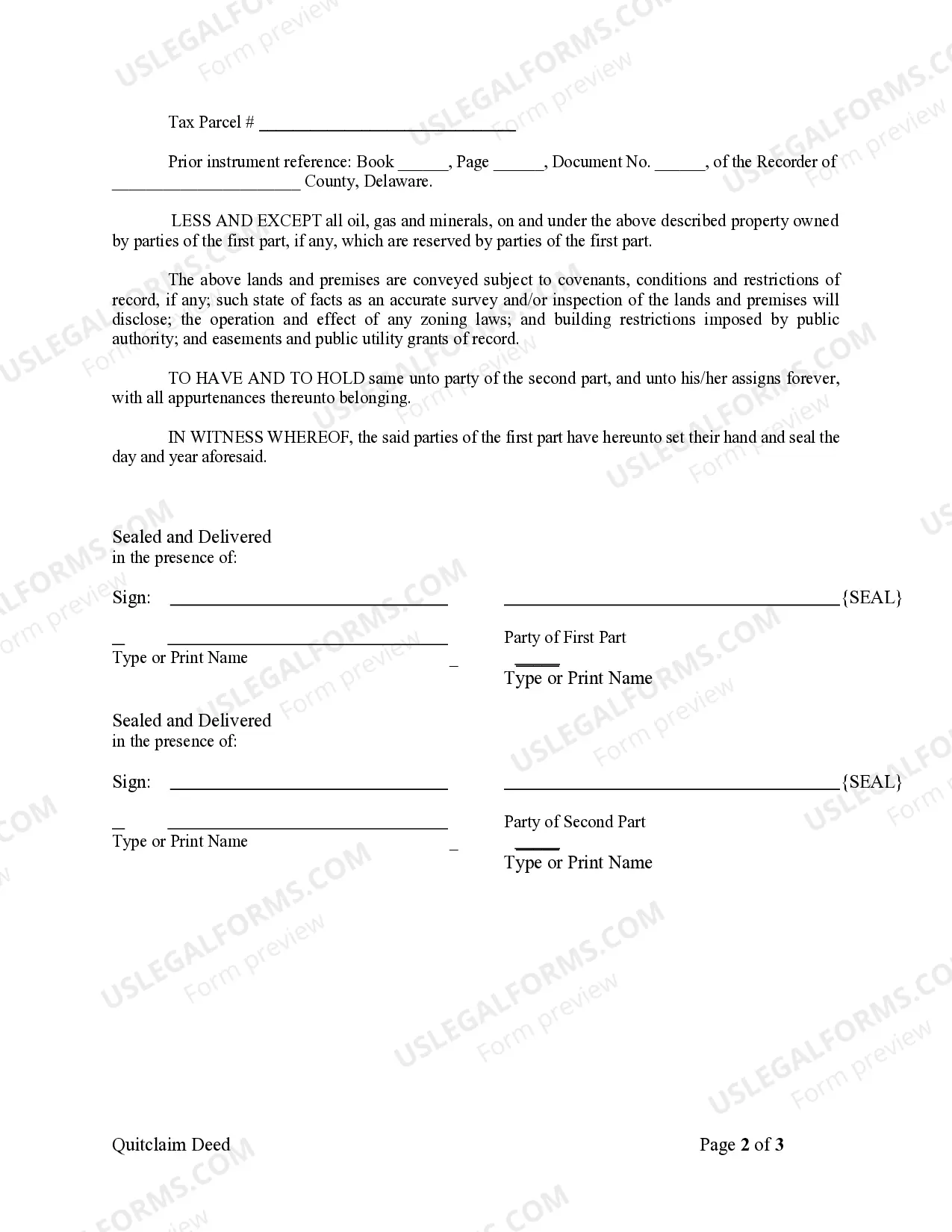 Preview Quitclaim Deed from Husband and Wife to an Individual