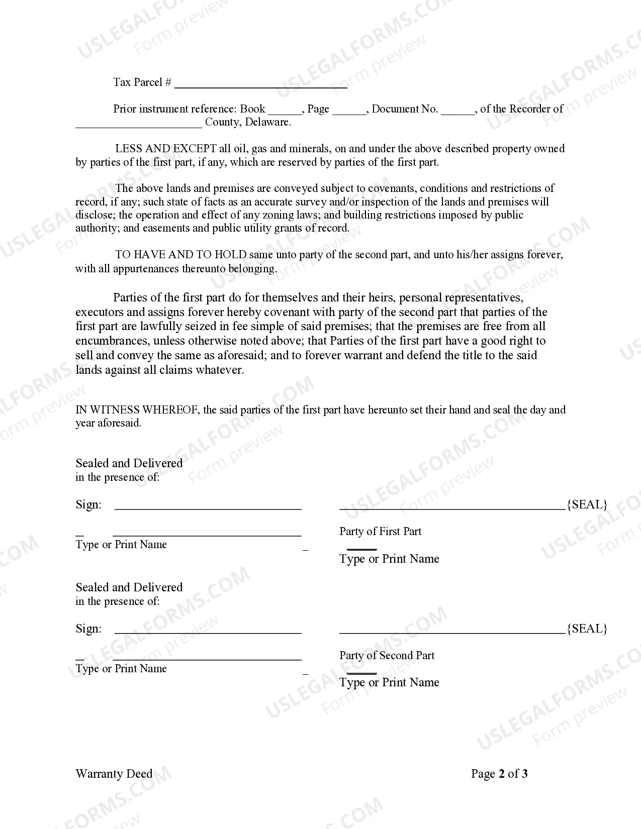 Preview Warranty Deed from Husband and Wife to an Individual